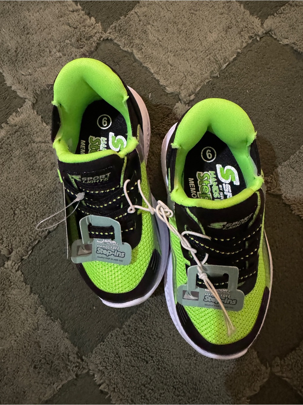 Skechers Kids' Neon Green and Black Sport Sneaker - Picture 3 of 7